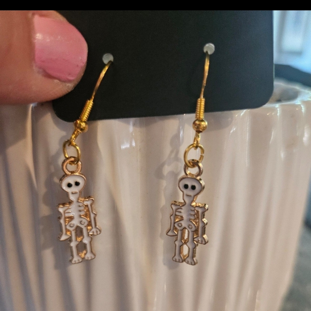 White Skeleton Earrings